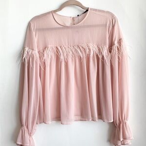 Zara Blush Feathered Blouse